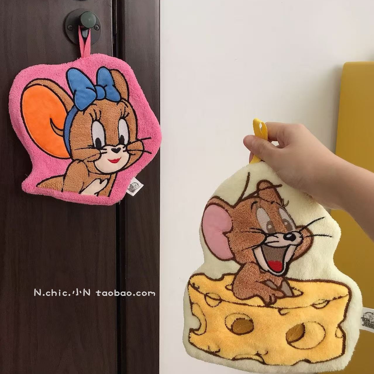 可爱芝士猫和老鼠珊瑚绒擦手巾