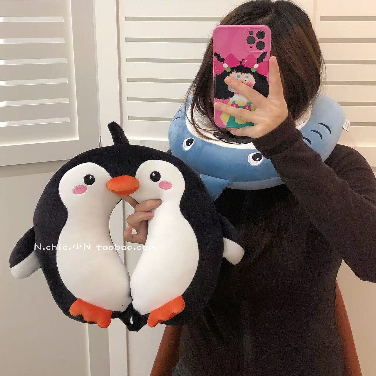 可爱企鹅U型枕便携旅行