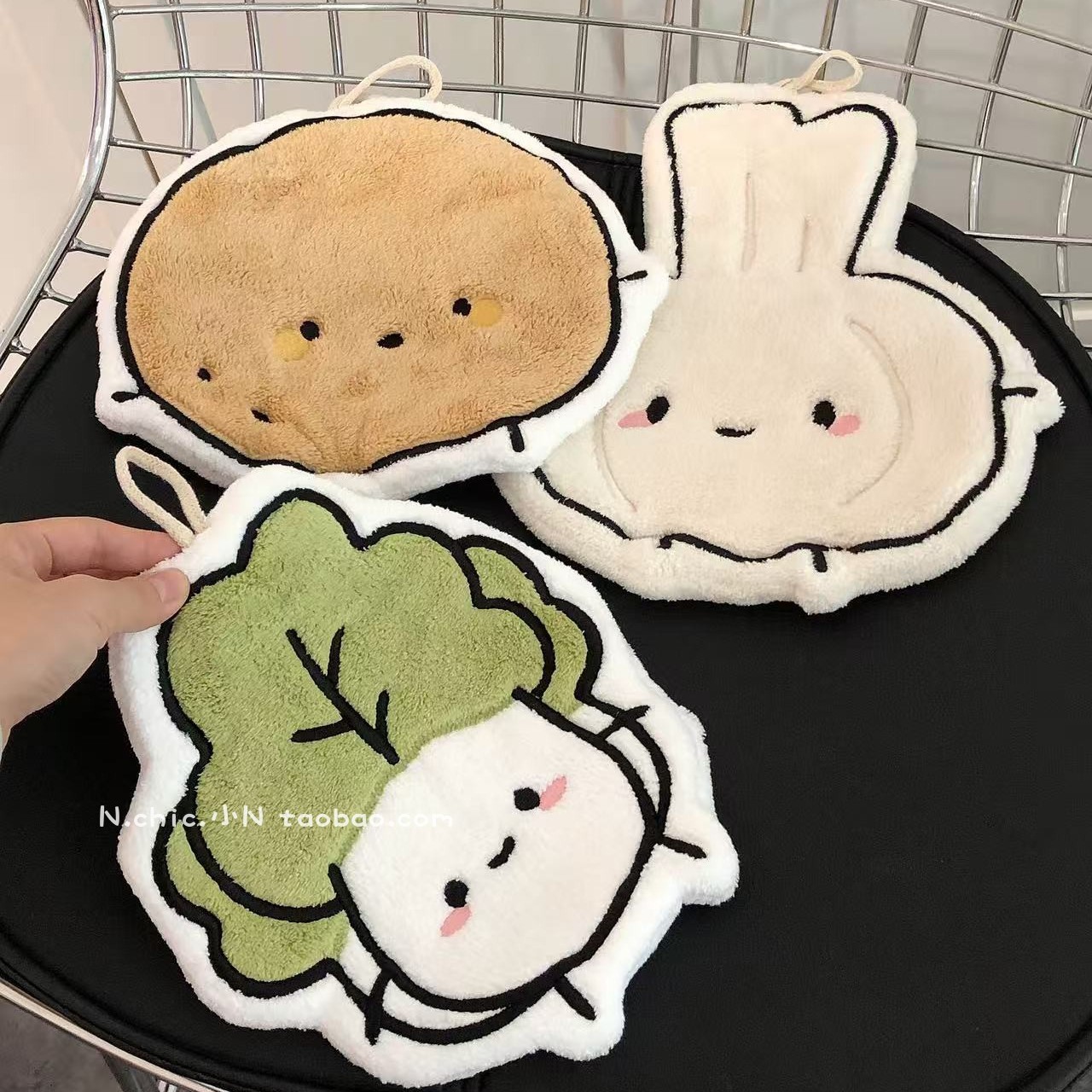可爱土豆蔬菜擦手巾挂式珊瑚绒