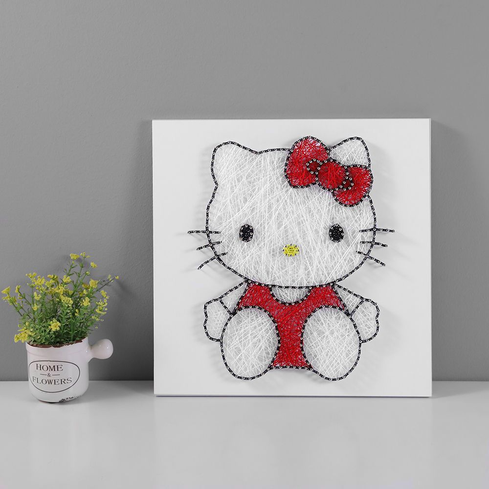 KT猫弦丝画钉子绕线画DIY手工材料卡通动漫纱线画礼物立体装饰画