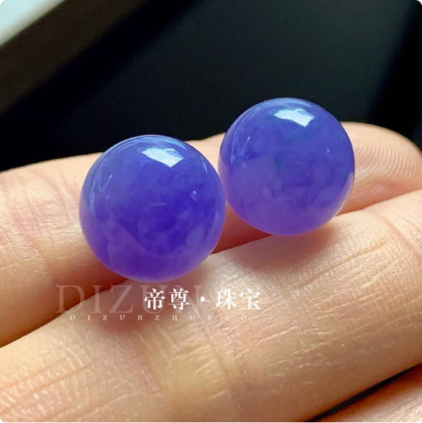 冰种紫罗兰茄紫圆珠手串手链散珠