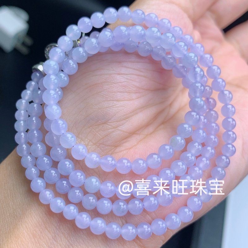 天然缅甸老坑翡翠冰种紫罗兰淡紫圆珠子手串手链项链珠串玉石配饰,珠宝/钻石/翡翠,手链/手串,淘宝优惠券,粉丝福利购,淘宝优惠卷