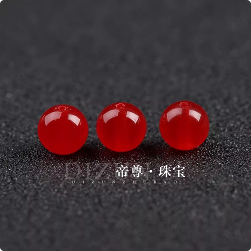 冰种红翡大红色圆珠手串手链散珠
