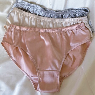 中腰双面可穿19姆米桑蚕真丝弹力缎面内裤 三角透气 内衣女士夏季