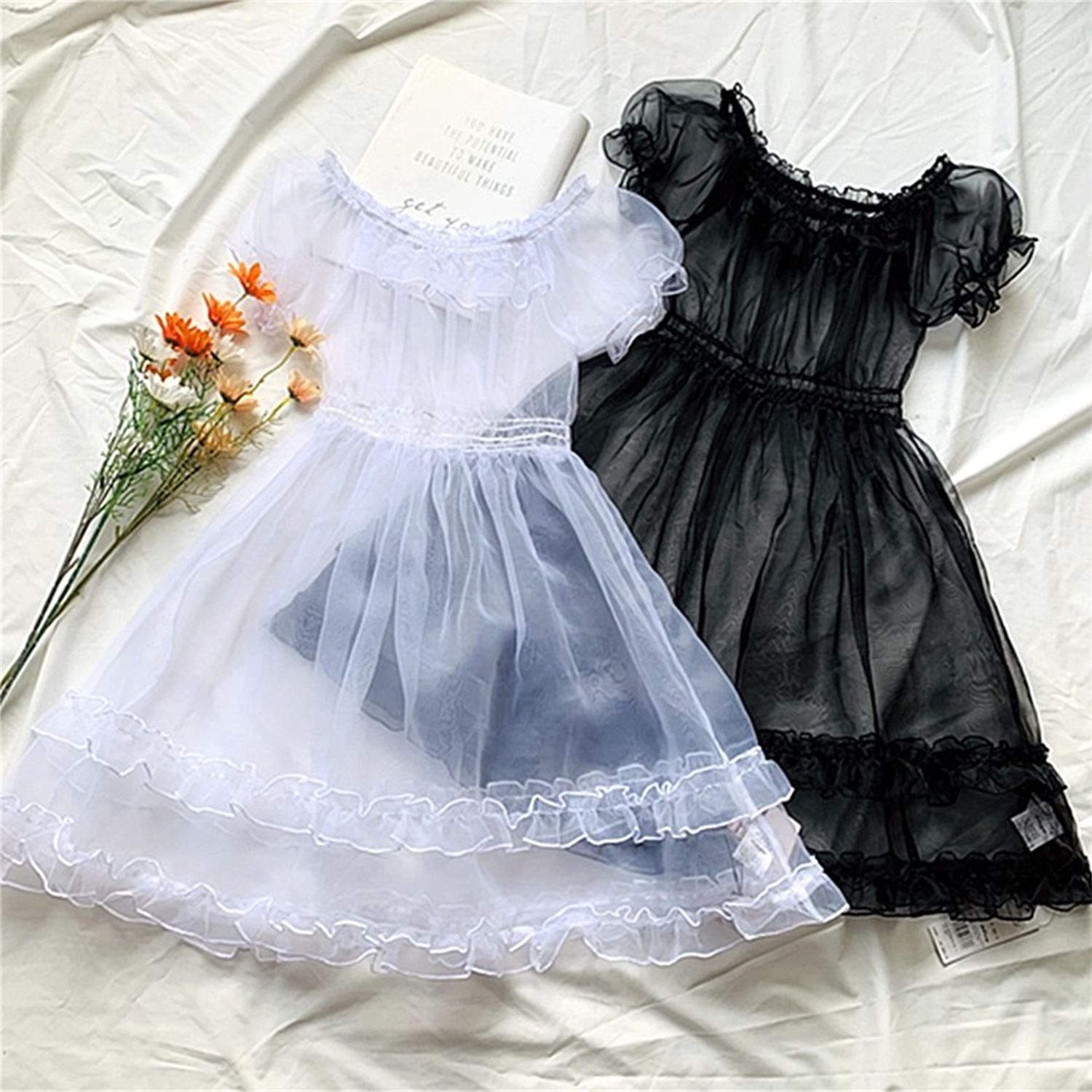 百搭a字裙聚酯纯色荷叶边减龄