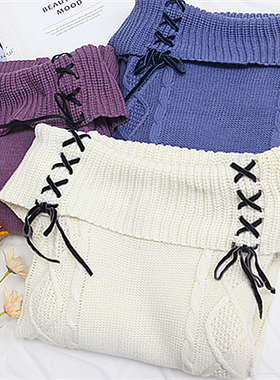 FJ2-2日单axes秋冬翻领蝴蝶结甜美减龄百搭亲子装针织衫套头毛衣