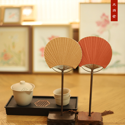 莫兰迪色国风团扇迷你小团扇文艺禅意纯手工diy空白扇面彩色茶扇