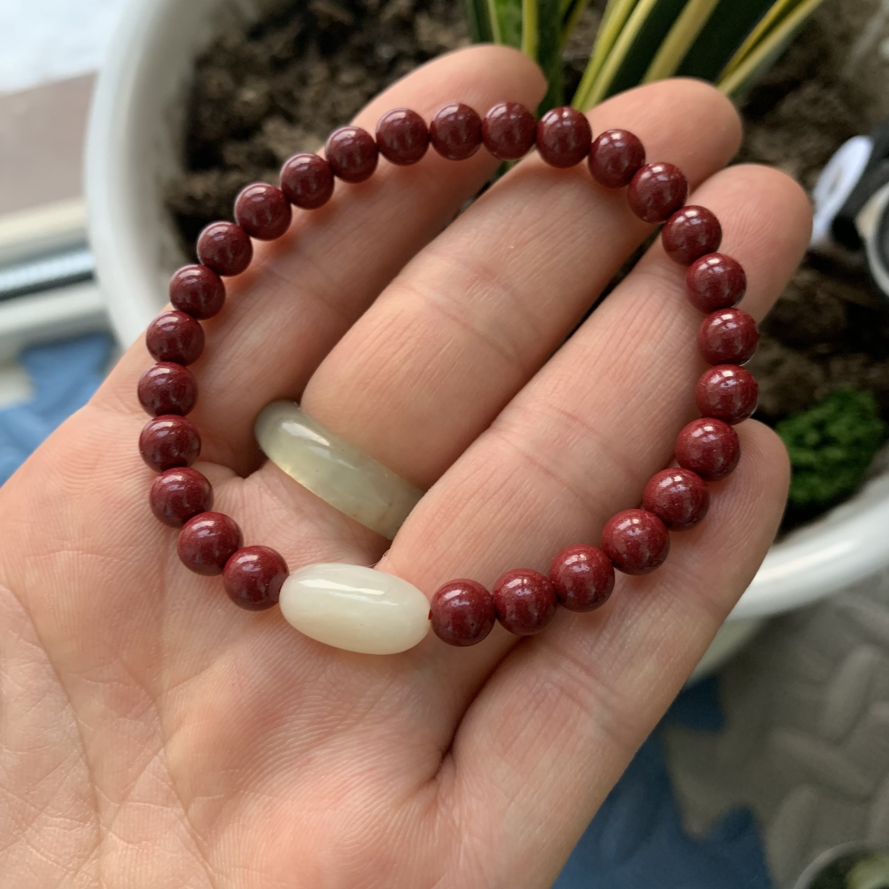 天然朱砂手串手链搭配和田玉菱形珠子单珠约6mm,珠宝/钻石/翡翠,手饰,淘宝优惠券,粉丝福利购,淘宝优惠卷