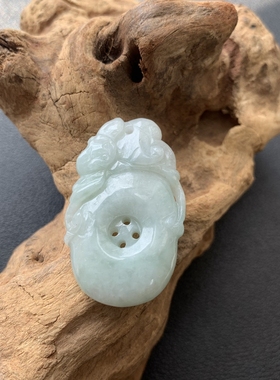 【夏上新】天然翡翠A货双面雕刻福在眼前吊坠项链尺寸约38*21*6.7