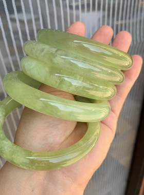 【高品青堤】f84天然岫玉青苹果绿暴风雪手镯一物一图可选