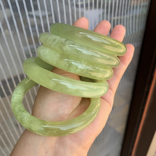 【高品青堤】f84天然岫玉青苹果绿暴风雪手镯一物一图可选