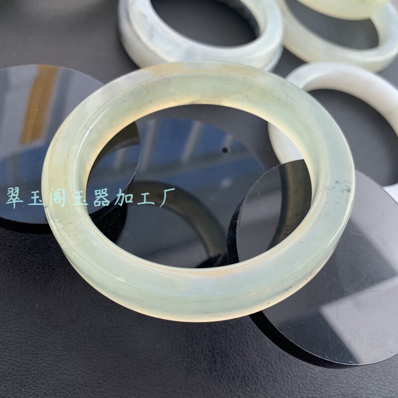 【冰透】F27天然玉石岫玉手镯冰种水墨飘花方镯男女同款宽窄方镯