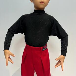 盛佳舞服SJSK拉丁舞练功服男生上衣长袖小高领蝙蝠衫繁星面料