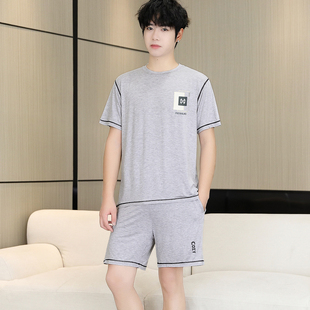 青少年睡衣男款冰丝大码短袖短裤初中高中学生夏季宽松家居服套装