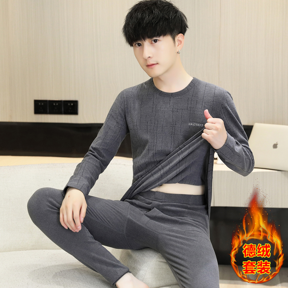 长袖德绒秋冬男士保暖内衣套装