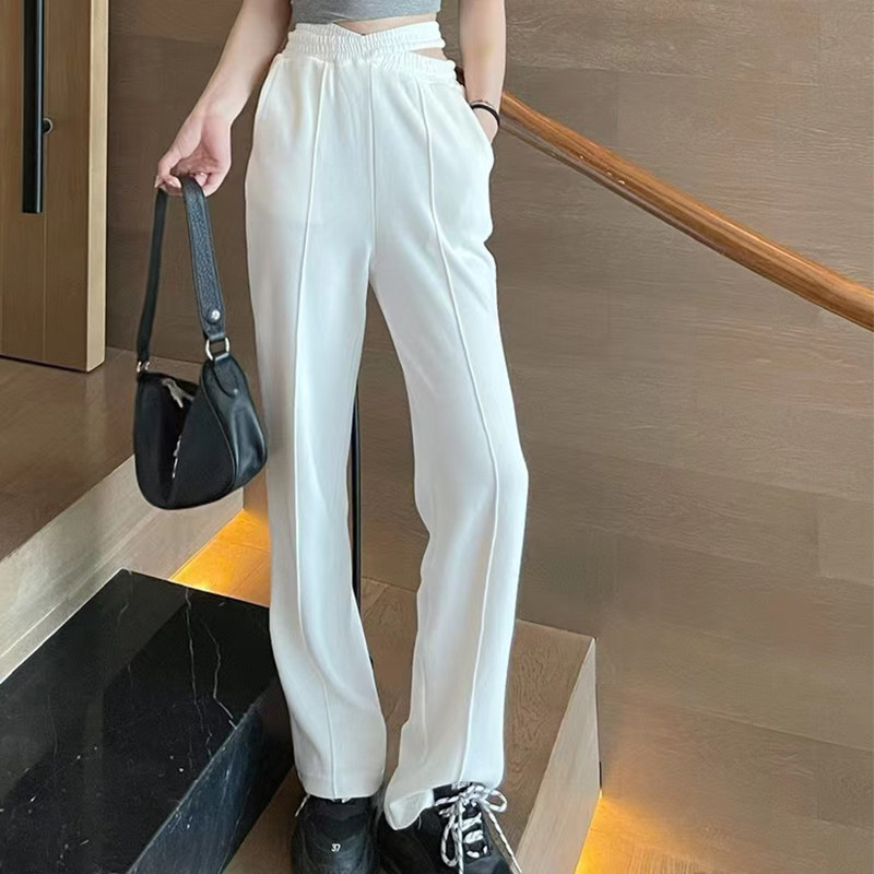 交叉腰带运动裤女宽松2022春秋侧条纹设计感街头嘻哈风哈伦裤潮