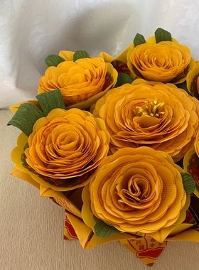 28*15 黄色 彩纸手工折纸 生往 莲花盘 烧制品 文化用品 成品 1个