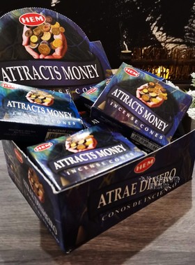[招财金币]印度HEM Attracts Money招财金币香薰塔香大盒12小盒