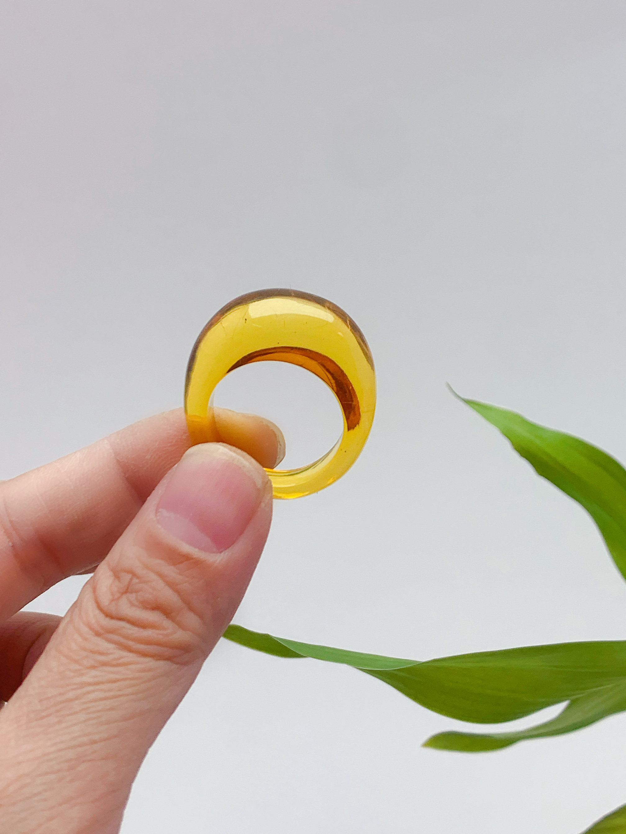 天然无优化琥珀金珀面包戒指独特小众文艺气质个性百搭指环