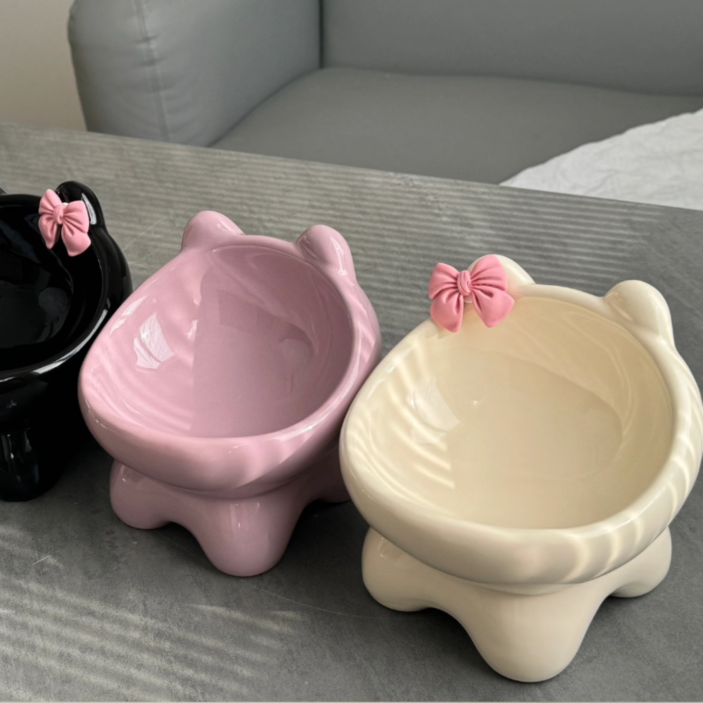 猫碗陶瓷猫咪饭碗猫食盆水碗斜口猫粮饭盆狗碗大口径可爱宠物用品