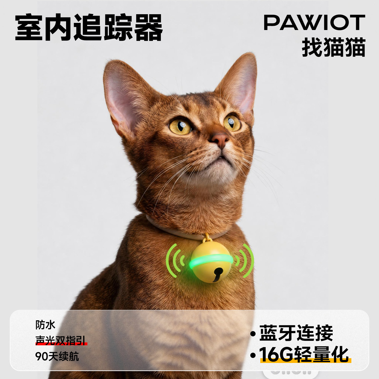 PAWIOT找猫猫追踪器猫咪狗狗防丢器智能项圈防水猫狗寻找宠物项圈