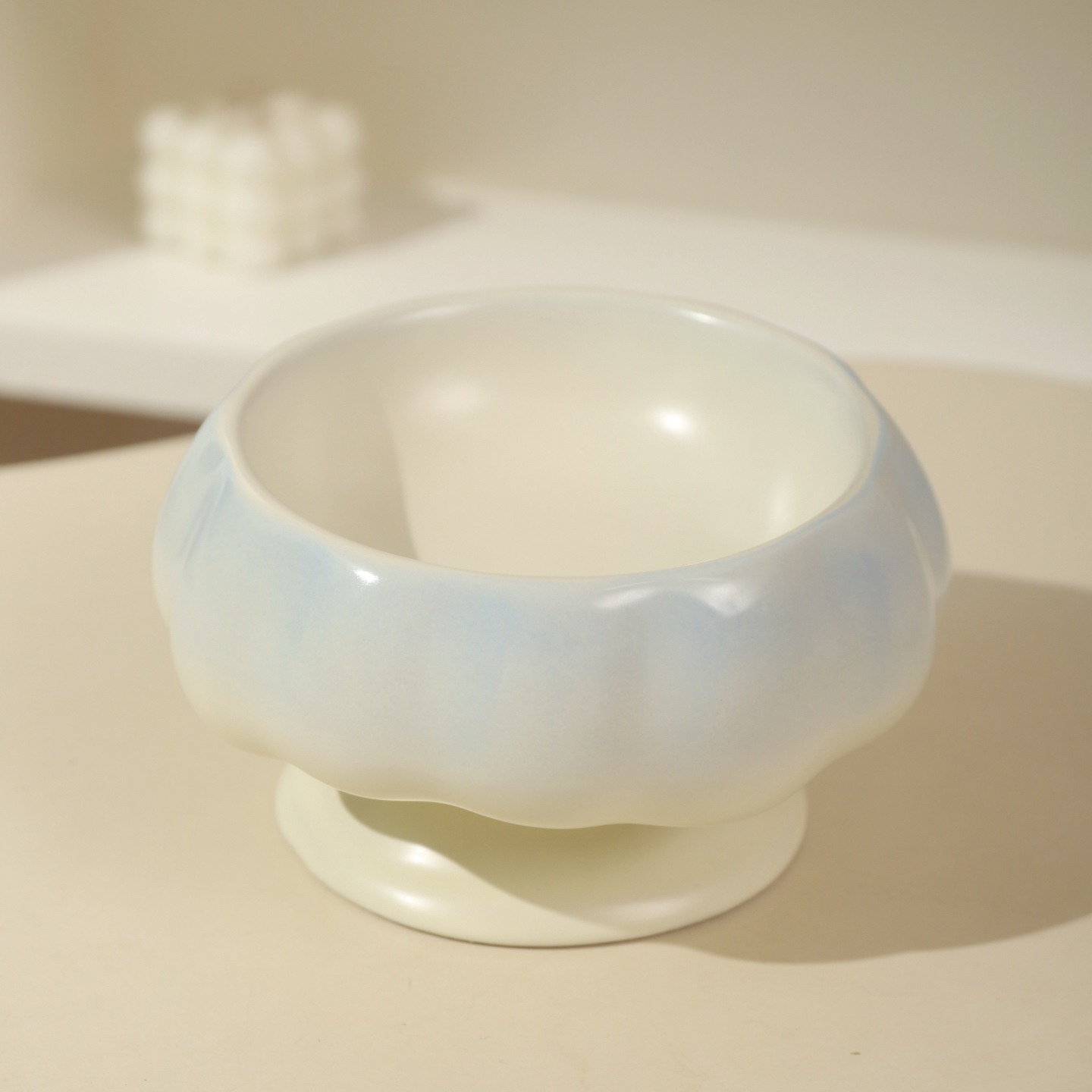 猫碗陶瓷渐变蘑菇猫食盆大口径