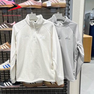 Adidas阿迪达斯男子运动休闲半开襟宽松套头衫2025冬KR0222KR0223