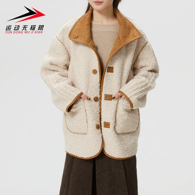 阿迪达斯三叶草女装2026款两面穿翻领保暖百搭休闲夹克外套KT3145