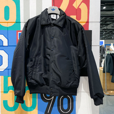 阿迪达斯三叶草男装2025春款复古保暖翻领休闲运动夹克外套IW3450