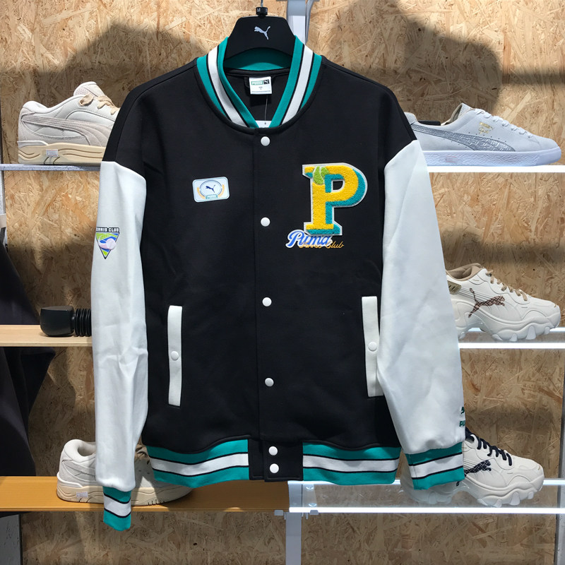 彪马男子针织保暖棒球服夹克外套