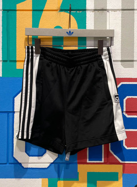 阿迪达斯三叶草男裤2024夏季款排扣透气运动五分裤休闲短裤HH9445
