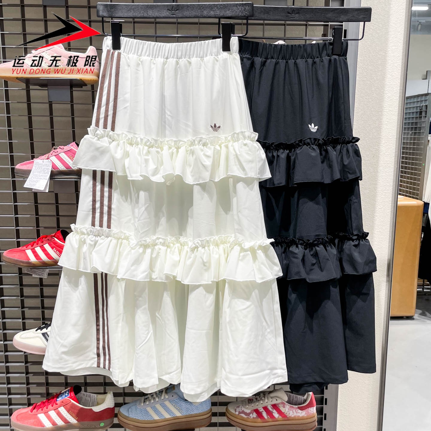 正品阿迪达斯三叶草女子2025冬款运动休闲半身长裙 KQ6505 KQ6506