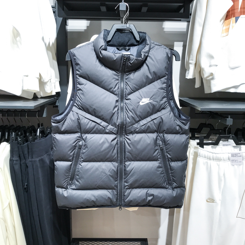 耐克男子2023冬季新款保暖立领运动背心马甲羽绒服外套FB8184-010