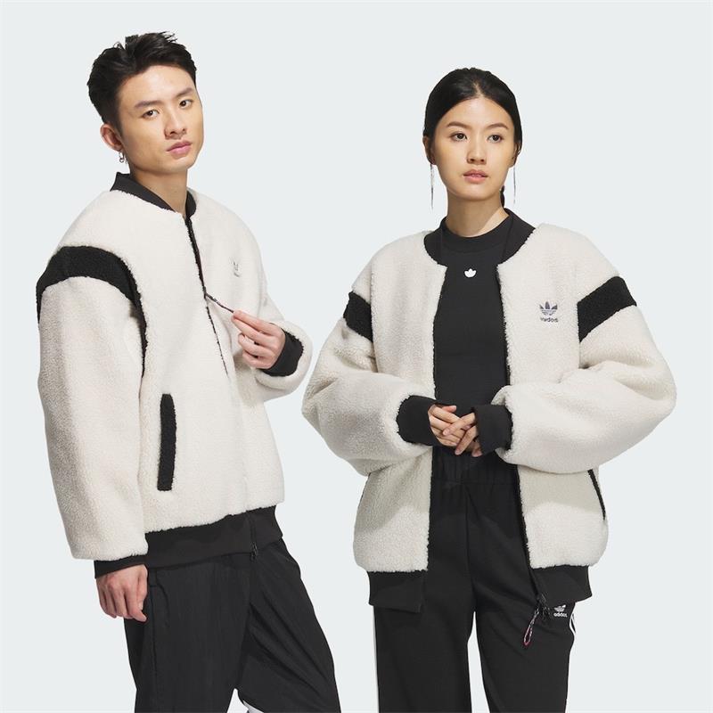阿迪达斯三叶草男女款2024春新年款双面穿保暖休闲夹克外套IX4214