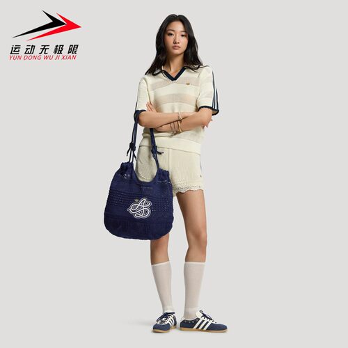 阿迪达斯三叶草男女包2026年秋新款复古休闲实用编织托特包KX0538