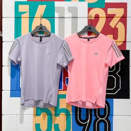 ADIDAS阿迪达斯女装2025夏新款吸汗速干跑步短袖T恤JZ2201 JZ2202