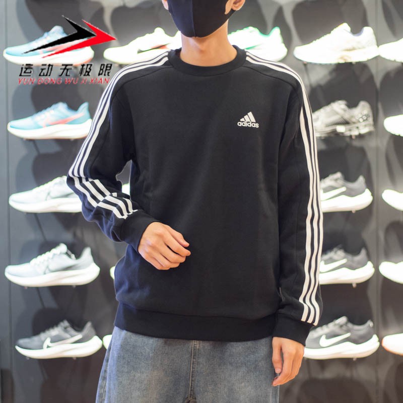 阿迪达斯男保暖休闲圆领套头衫