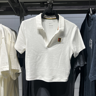 翻领POLO衫 运动休闲短袖 Nike耐克女子2025秋款 短款 100 T恤 HJ8993