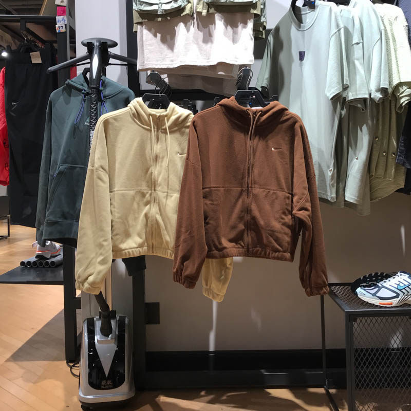 NIKE耐克女装2024冬新款摇粒加绒保暖连帽运动夹克外套HQ4878-783