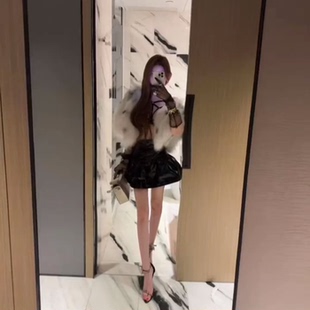 白色毛绒短款皮草外套女冬季收腰显瘦千金风保暖皮草大衣