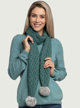 新西兰羊毛皮草针织围巾 possum袋貂绒 麻花棒针冬季特纯色厚款