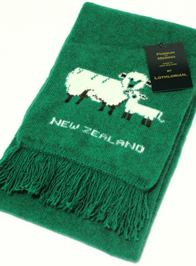 新西兰Lothlorian 羊毛possum双面无缝针织 可爱小羊英伦风长围巾