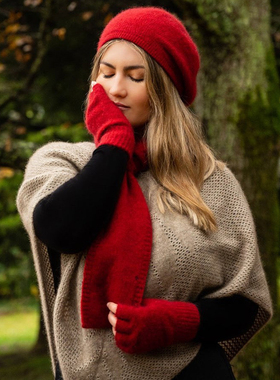 新西兰Lothlorian  羊毛possum交叉穿孔护颈椎英式针织手工小围巾