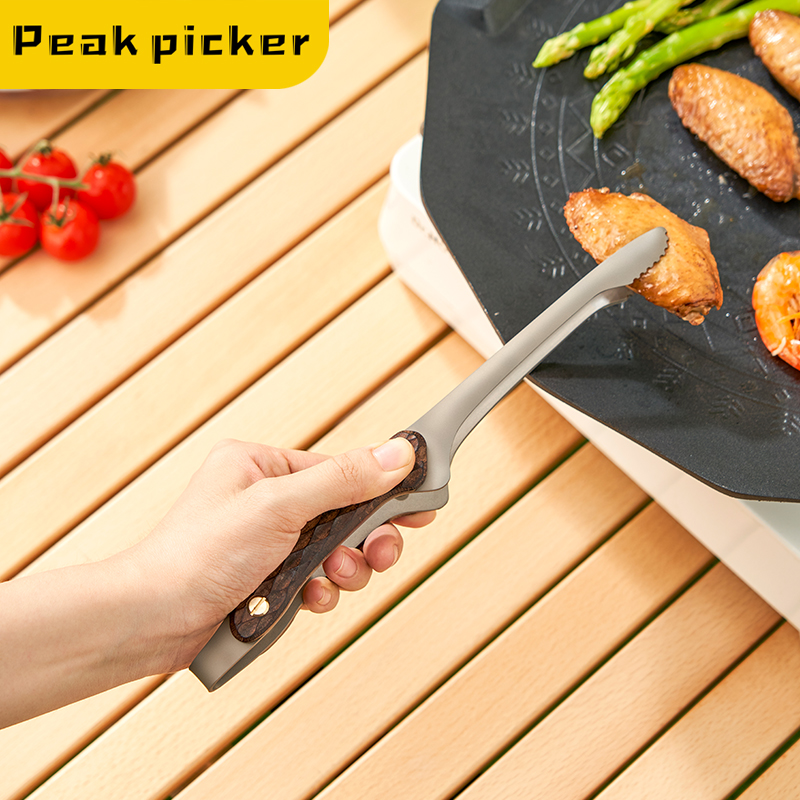 纯钛户外韩式烤肉夹煎牛排专用夹自助火锅烤肉加长防烫食品夹子
