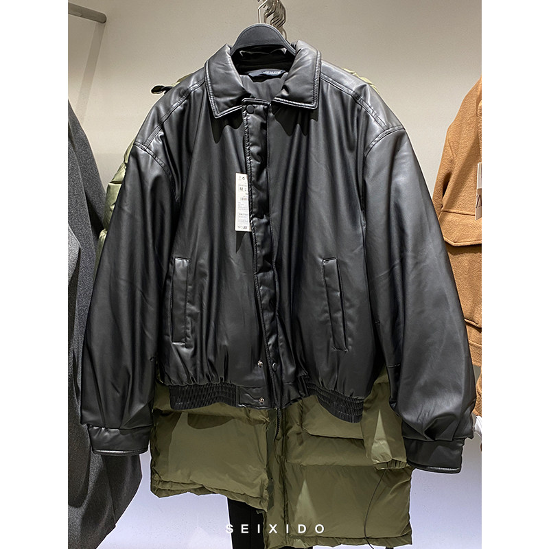 柜699！秋冬男装简约翻领PU仿皮棉服夹克3833302 800宽松厚外套男,男装,夹克,淘宝优惠券,粉丝福利购,淘宝优惠卷