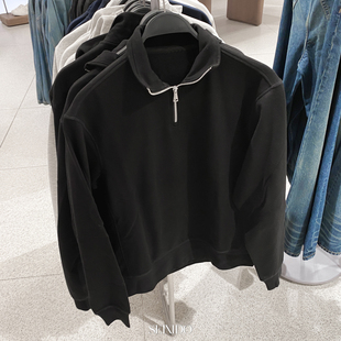 欧美简约休闲半高领拉链加绒卫衣0761311 男装 800 秋冬新款 柜329