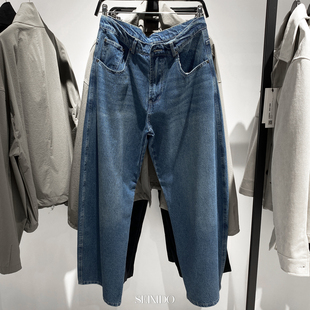 3991 3991370秋冬棉质长裤 370 欧美简约水洗宽松阔腿牛仔裤 柜329