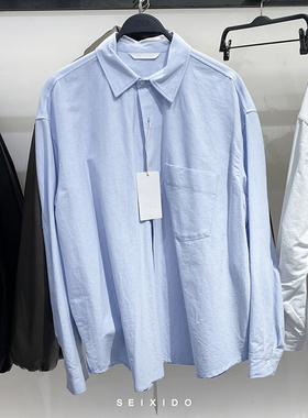 柜319！秋冬新款男装棉质宽松牛津纺翻领长袖休闲衬衫7446431 406