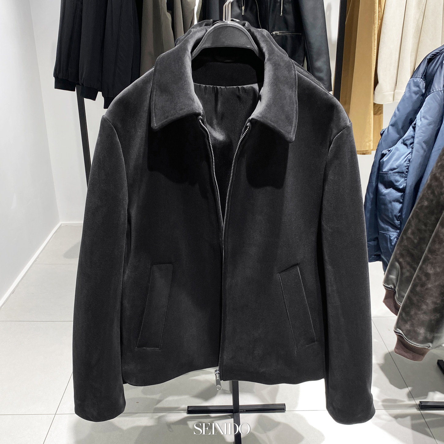 柜799！秋冬新品男装欧美简约修身仿天鹅绒夹克厚外套5854125 800,男装,夹克,淘宝优惠券,粉丝福利购,淘宝优惠卷