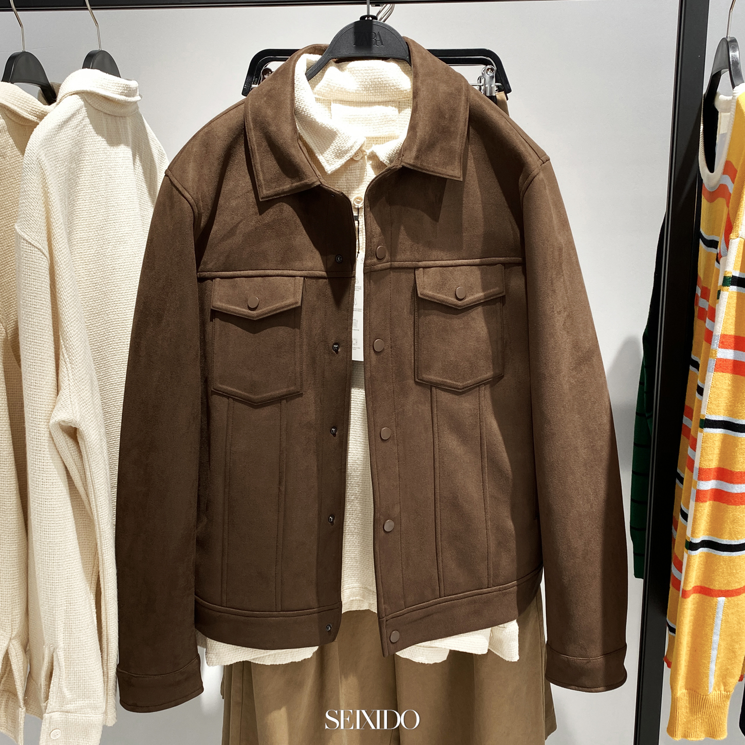 西班牙单!仿麂皮绒夹克外套